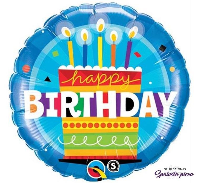 su gimtadieniu apvalus melynas folinis balionas