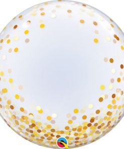 Skaidrus balionas "Auksiniai konfeti" 56cm
