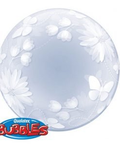 Skaidrus balionas "Gėlės ir drugeliai" 56cm