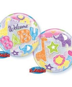 Skaidrus balionas "Welcome baby" 56cm
